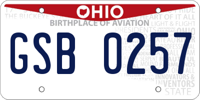 OH license plate GSB0257
