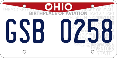 OH license plate GSB0258