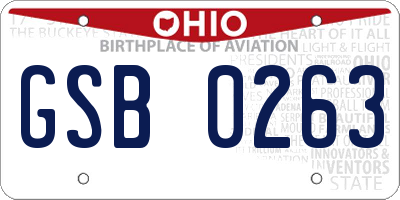 OH license plate GSB0263