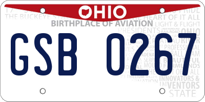 OH license plate GSB0267