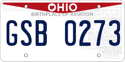 OH license plate GSB0273