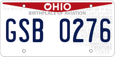 OH license plate GSB0276