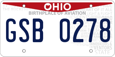 OH license plate GSB0278