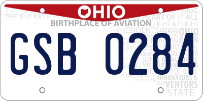 OH license plate GSB0284