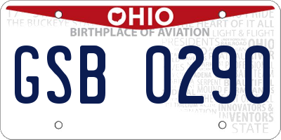 OH license plate GSB0290