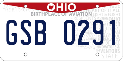 OH license plate GSB0291