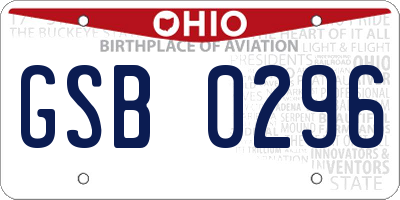 OH license plate GSB0296