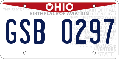 OH license plate GSB0297