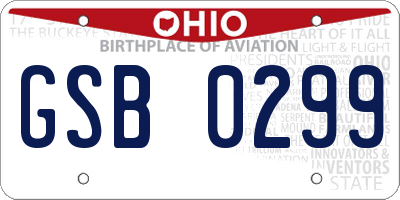 OH license plate GSB0299