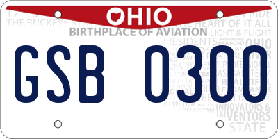 OH license plate GSB0300