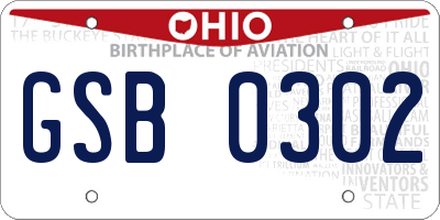 OH license plate GSB0302