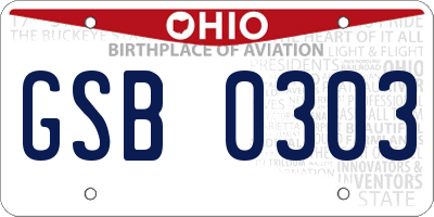 OH license plate GSB0303