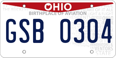 OH license plate GSB0304