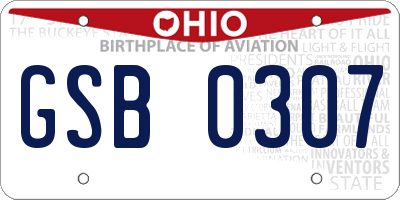 OH license plate GSB0307