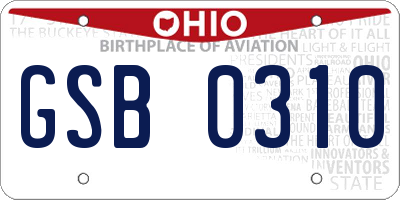 OH license plate GSB0310