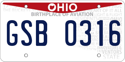 OH license plate GSB0316