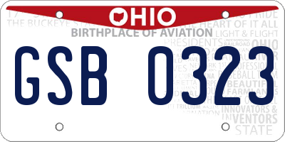 OH license plate GSB0323