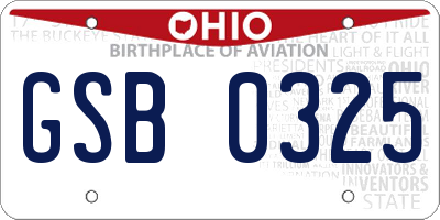 OH license plate GSB0325