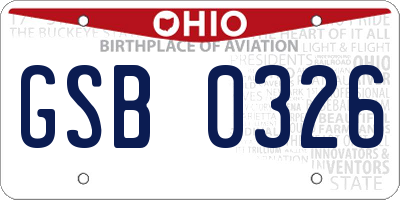 OH license plate GSB0326