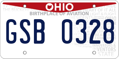 OH license plate GSB0328