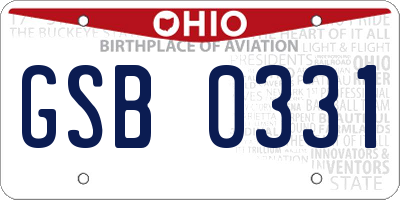 OH license plate GSB0331