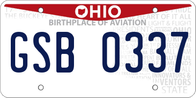 OH license plate GSB0337