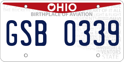 OH license plate GSB0339