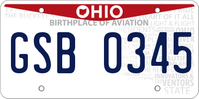 OH license plate GSB0345
