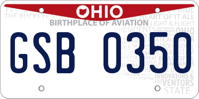 OH license plate GSB0350