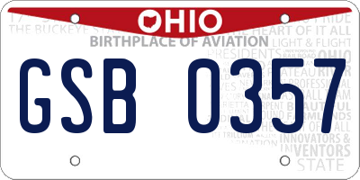 OH license plate GSB0357