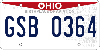 OH license plate GSB0364