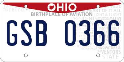 OH license plate GSB0366