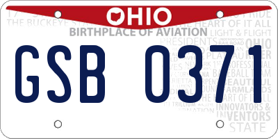 OH license plate GSB0371