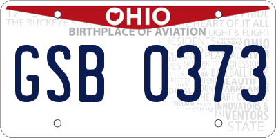 OH license plate GSB0373