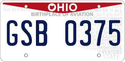 OH license plate GSB0375