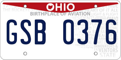 OH license plate GSB0376