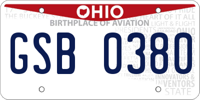 OH license plate GSB0380