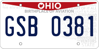 OH license plate GSB0381