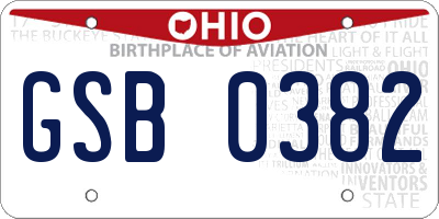 OH license plate GSB0382