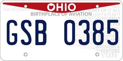 OH license plate GSB0385