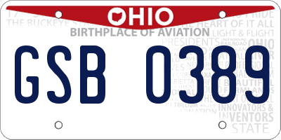 OH license plate GSB0389