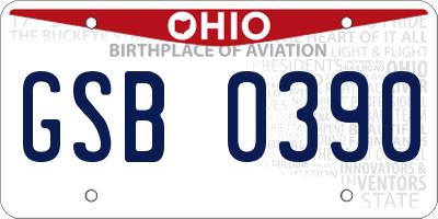 OH license plate GSB0390