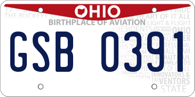 OH license plate GSB0391