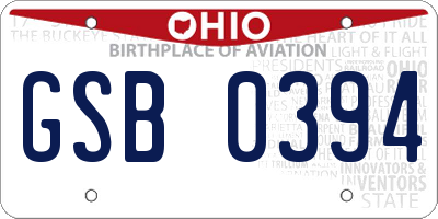 OH license plate GSB0394