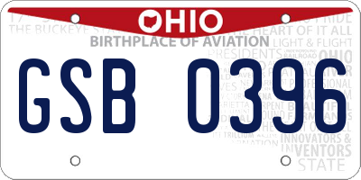 OH license plate GSB0396