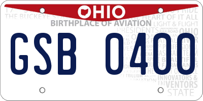 OH license plate GSB0400