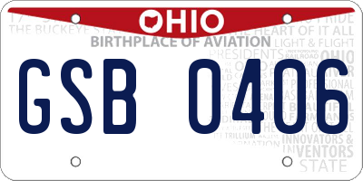 OH license plate GSB0406