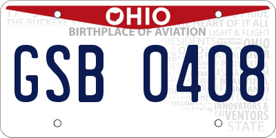 OH license plate GSB0408