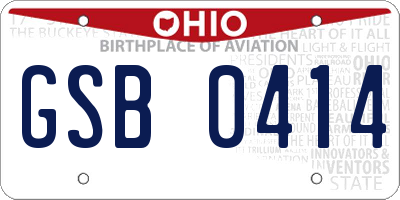 OH license plate GSB0414