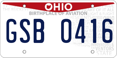 OH license plate GSB0416